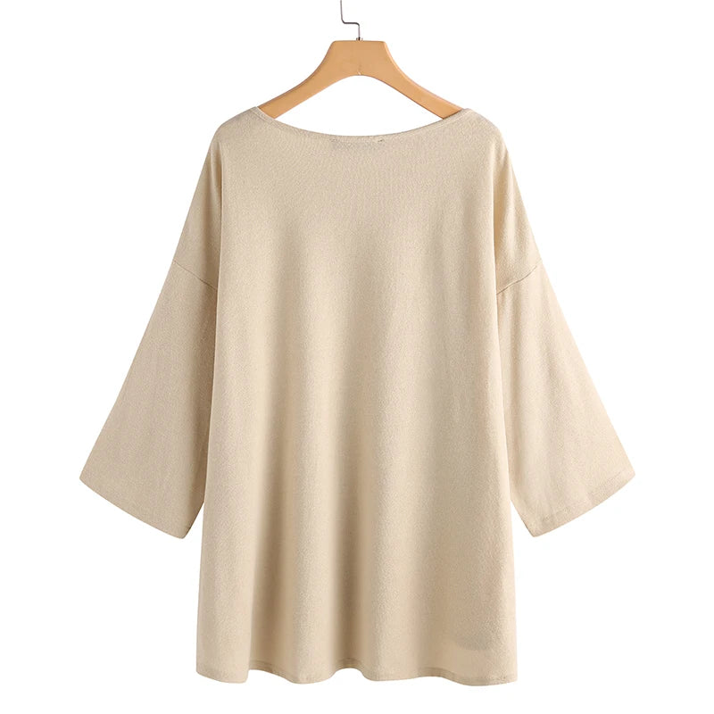 Blusa  Feminina  ZANZEA Moda Casual Verão Outono Tops Manga 3/4.